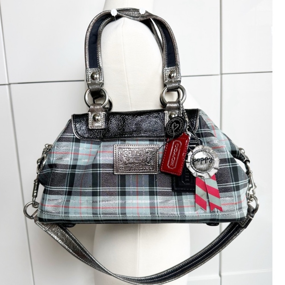 Coach Poppy Blue Tartan plaid Y2K rare